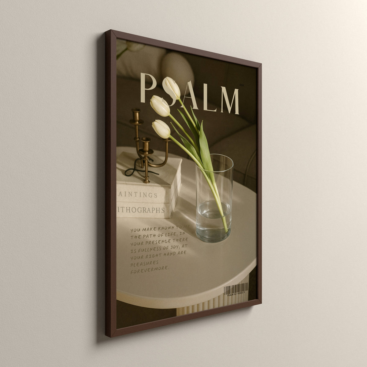 Fullness of Joy, Psalm 16:11, Scripture art print in an espresso frame