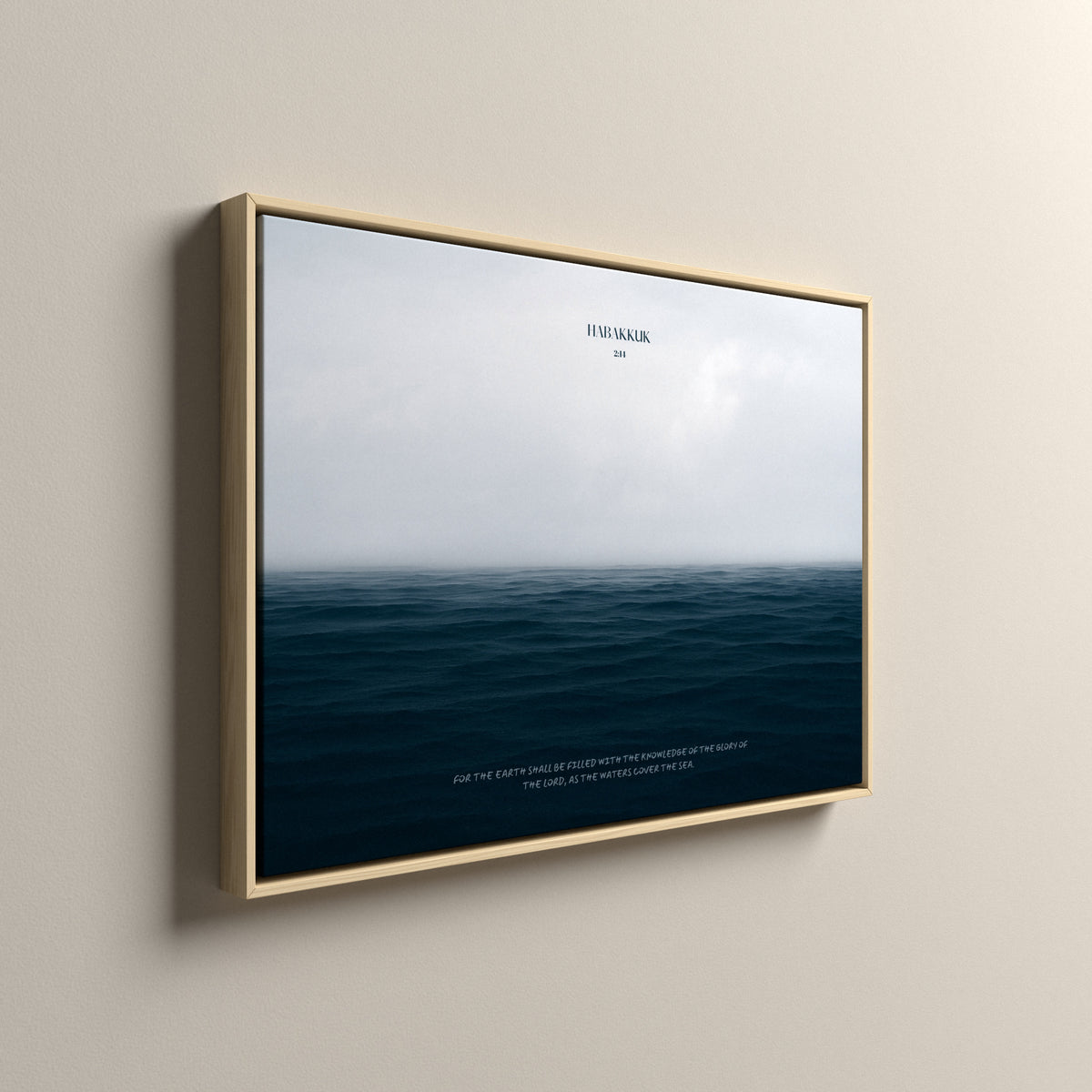 The Sea Nº 2, Habakkuk 2:14, framed canvas in a natural frame