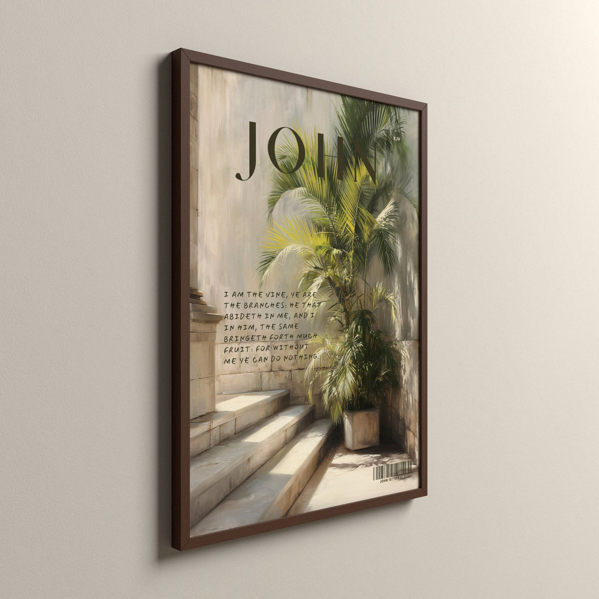 The Vine, John 15:5, Scripture art print in an espresso frame