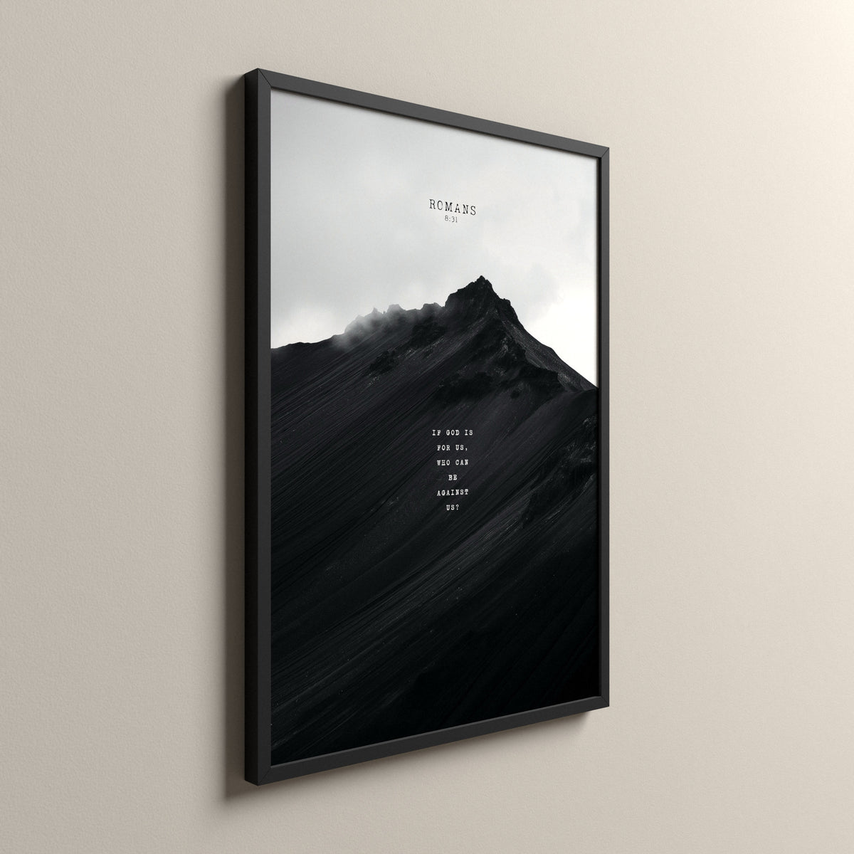 Who, Romans 8:31, Scripture art print in a black frame