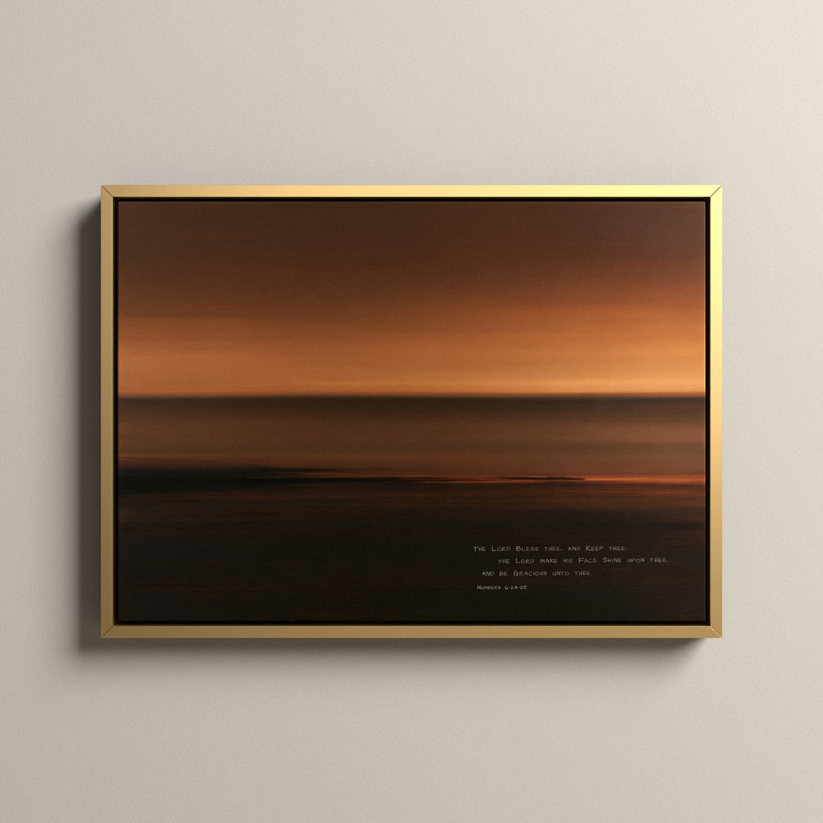 Amber, Numbers 6:24-25 scripture canvas art in a gold floating frame