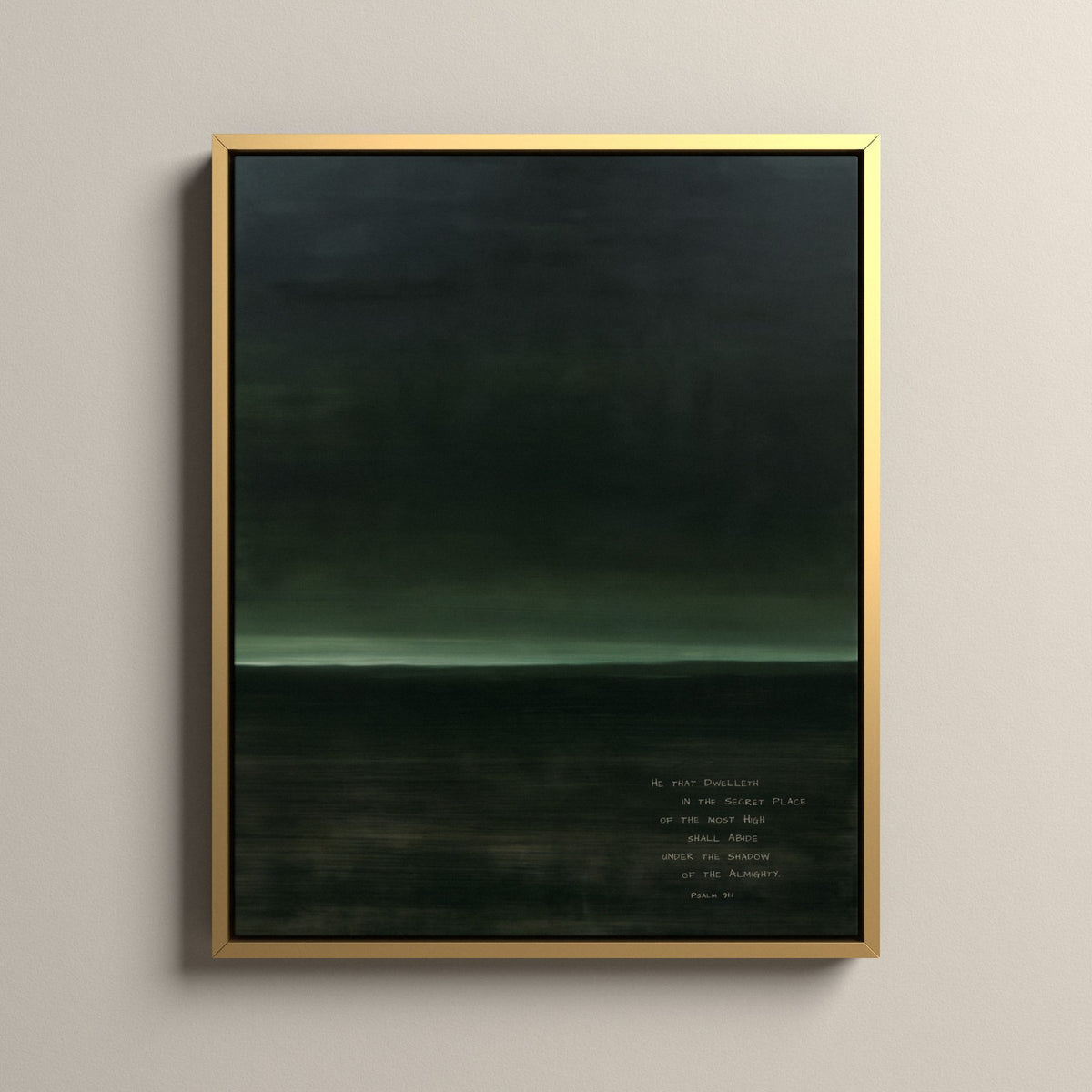 Haven, Psalm 91:1 scripture canvas art in a gold floating frame