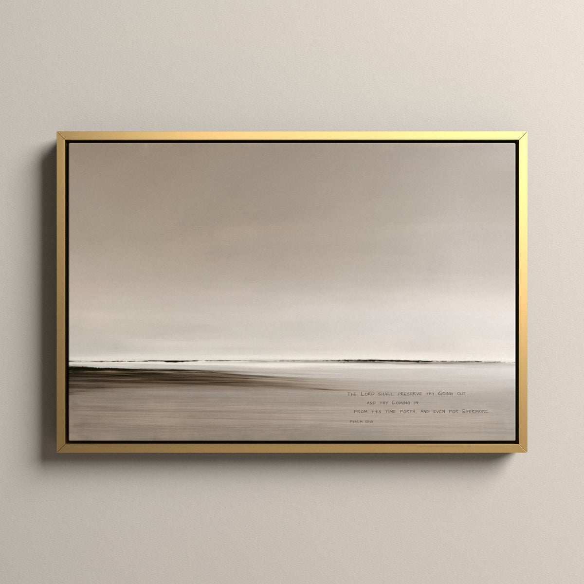 Haze, Psalm 121:8 scripture canvas art in a gold floating frame