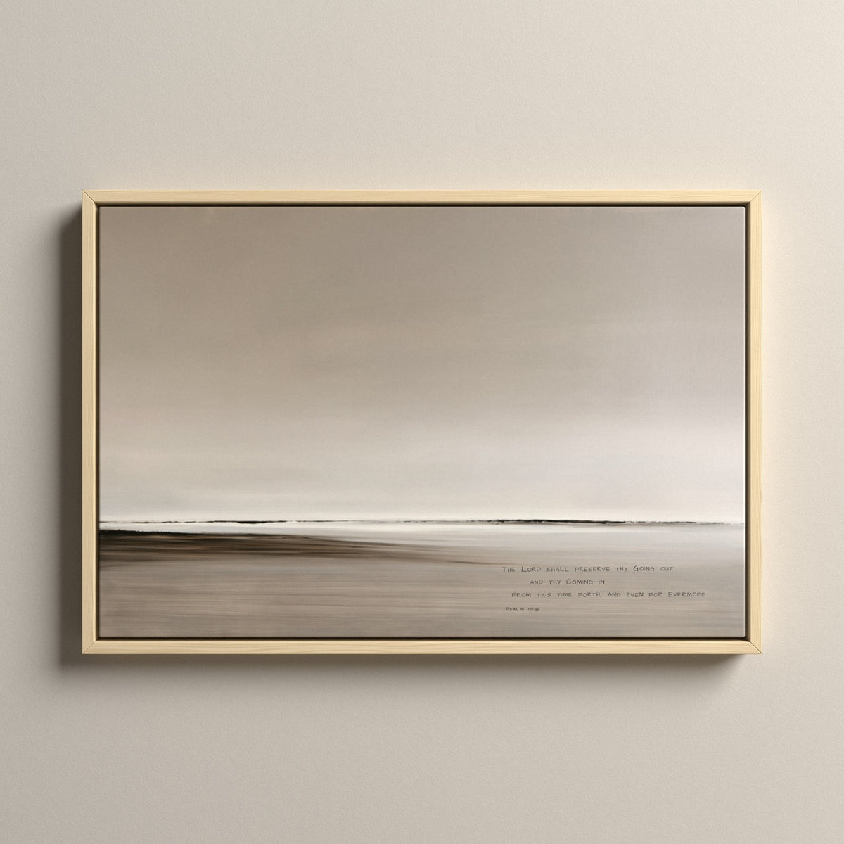 Haze, Psalm 121:8 scripture canvas art in a natural floating frame