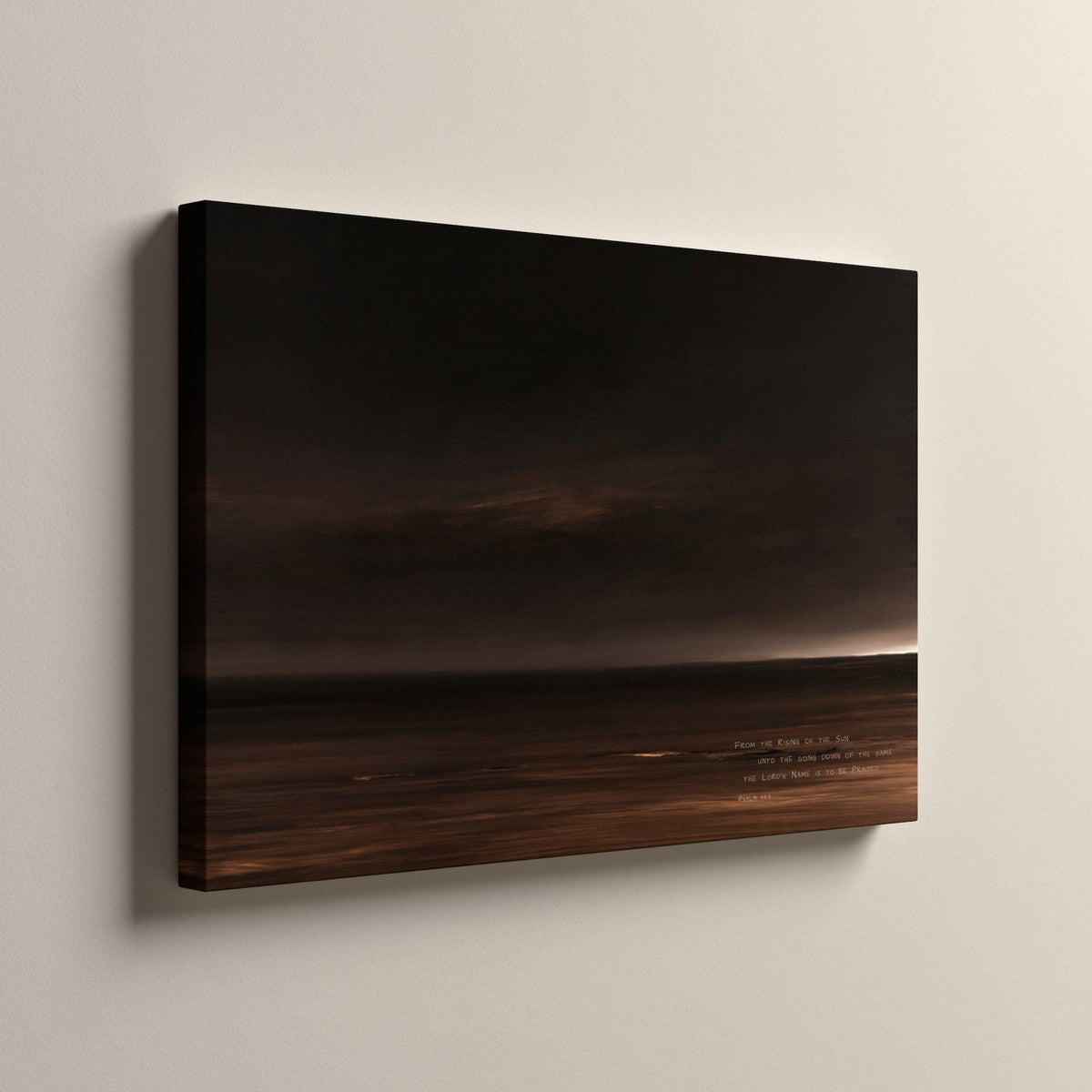 Nightfall, Psalm 113:3 scripture canvas art, unframed, side view