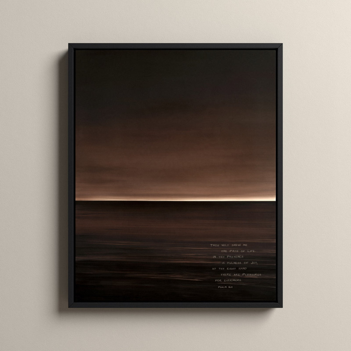 Nocturne, Psalm 16:11 scripture canvas art in a black floating frame