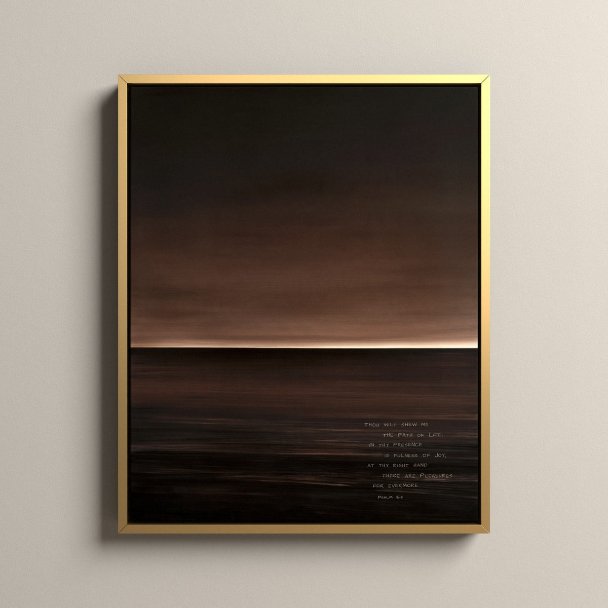Nocturne, Psalm 16:11 scripture canvas art in a gold floating frame