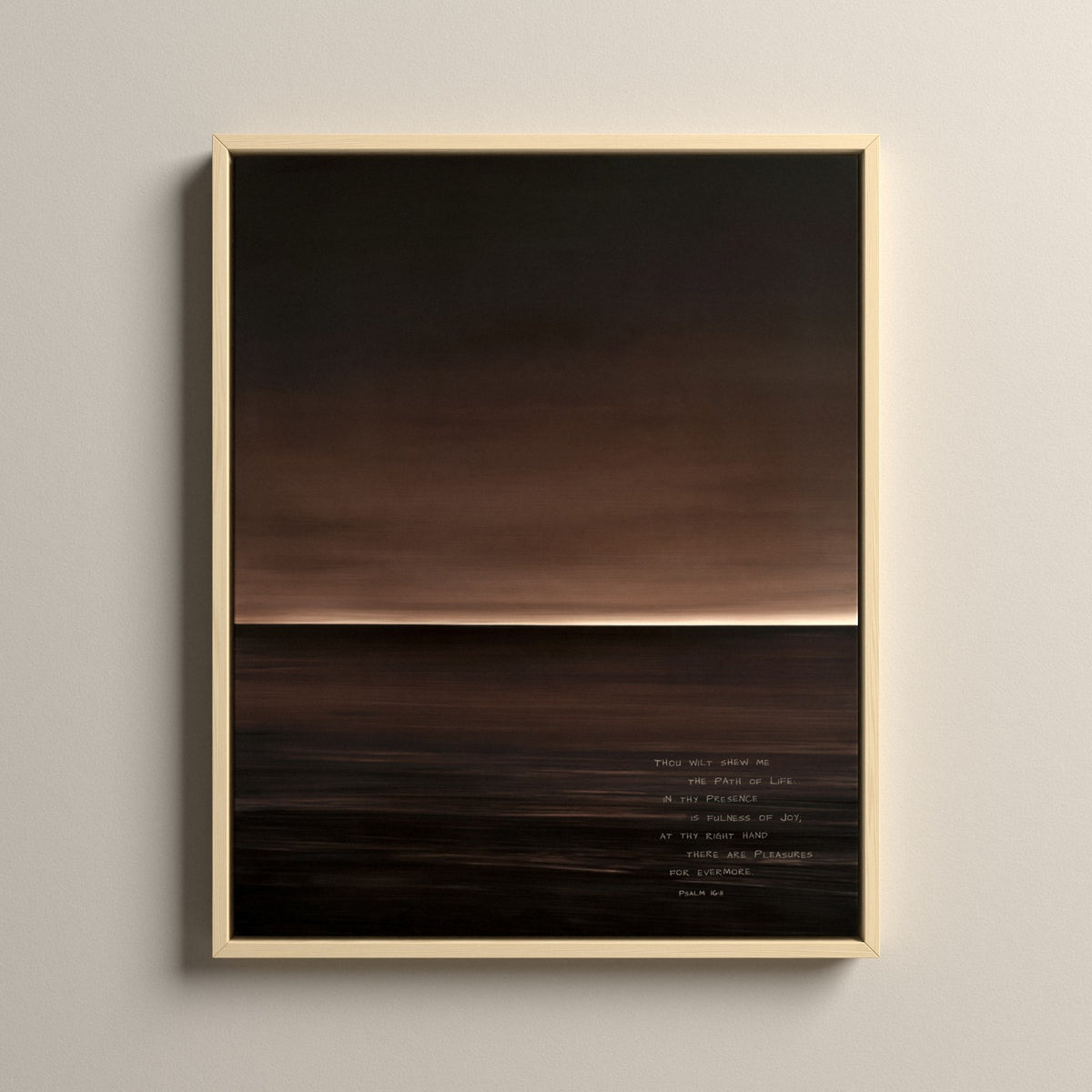 Nocturne, Psalm 16:11 scripture canvas art in a natural floating frame