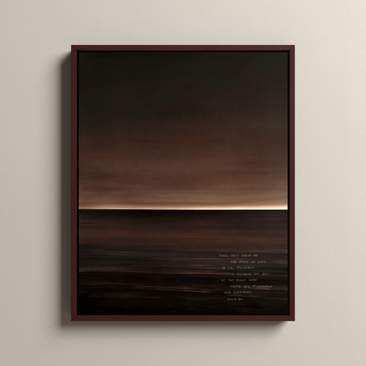 Nocturne, Psalm 16:11 scripture canvas art in a walnut floating frame