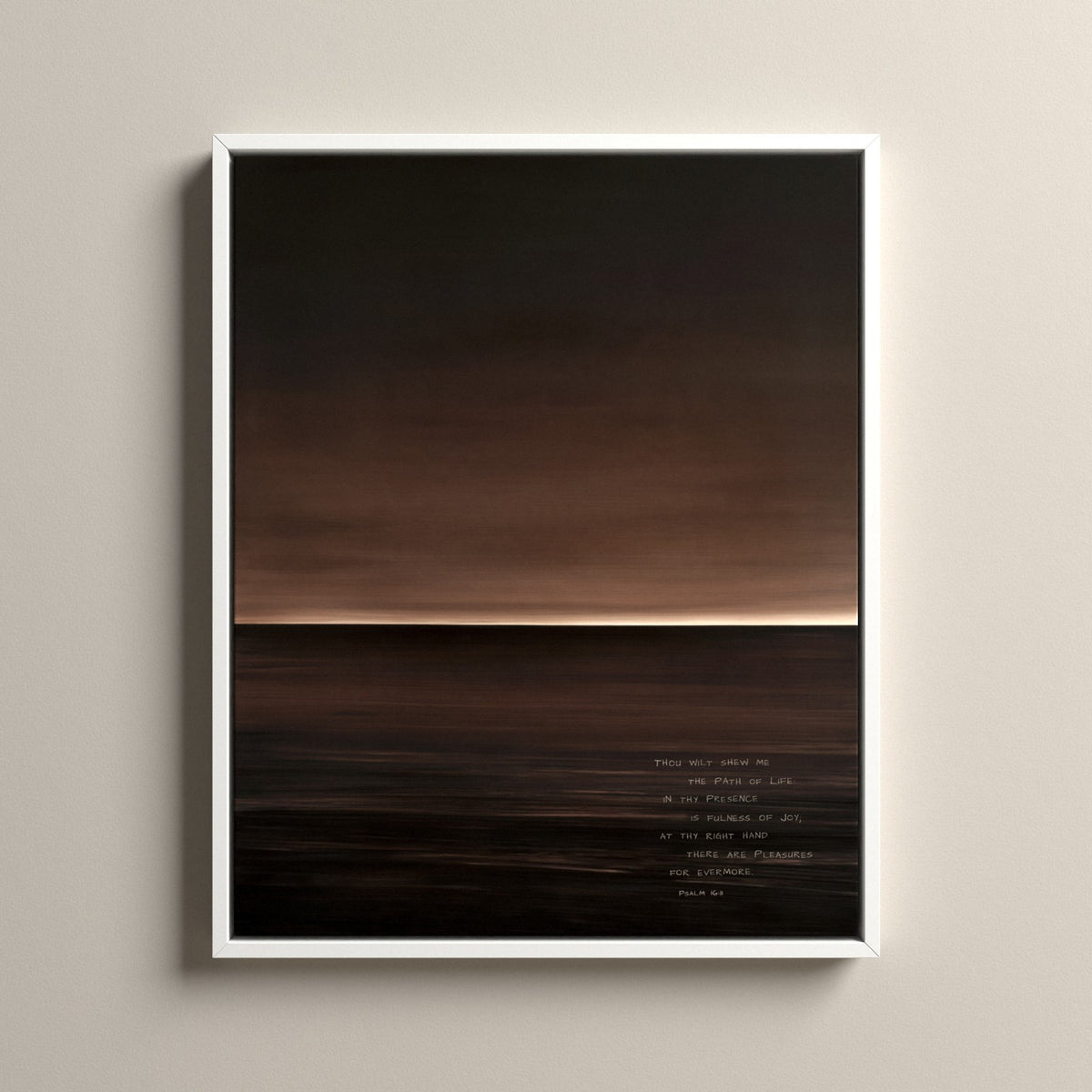 Nocturne, Psalm 16:11 scripture canvas art in a white floating frame