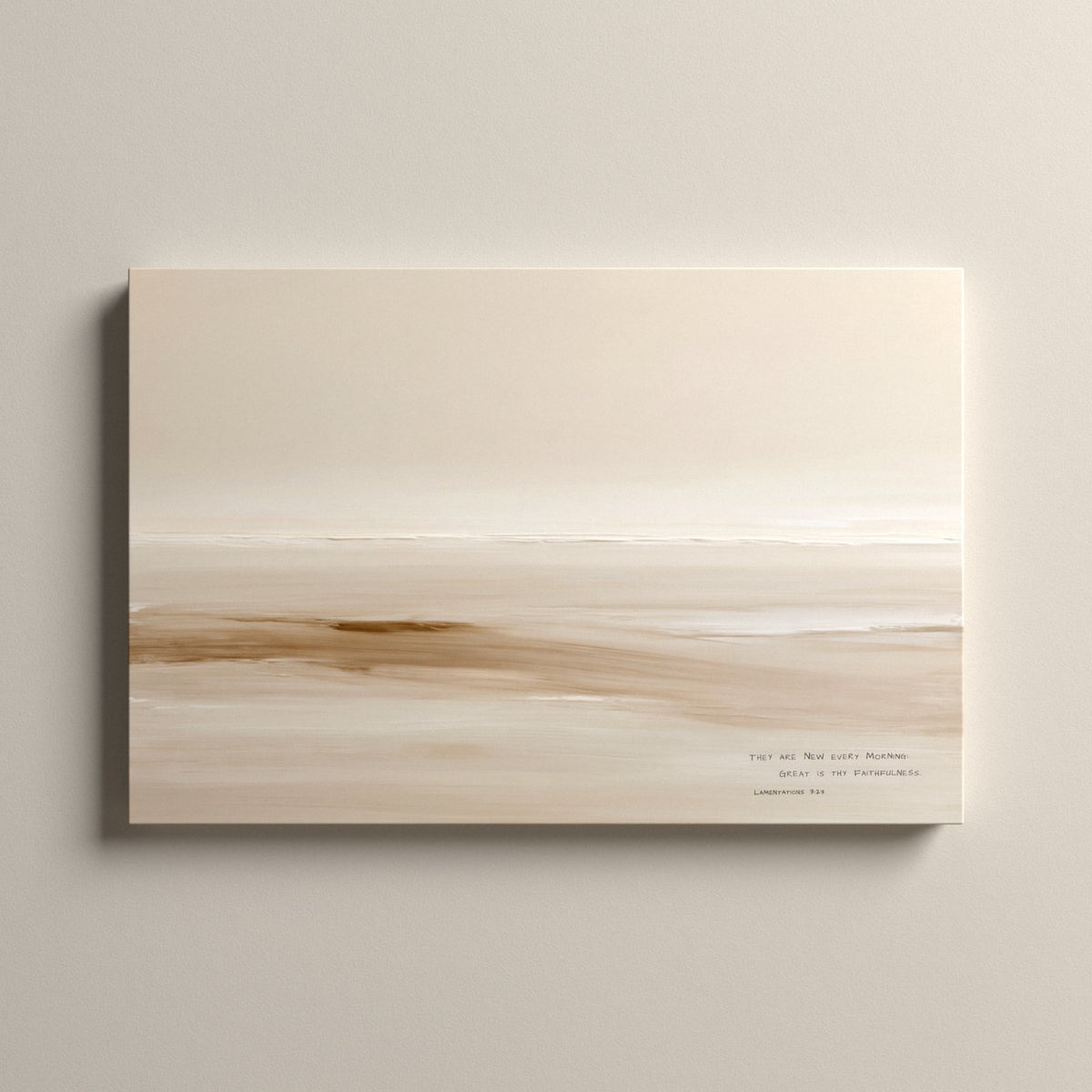 Sand, Lamentations 3:23 scripture canvas art, unframed