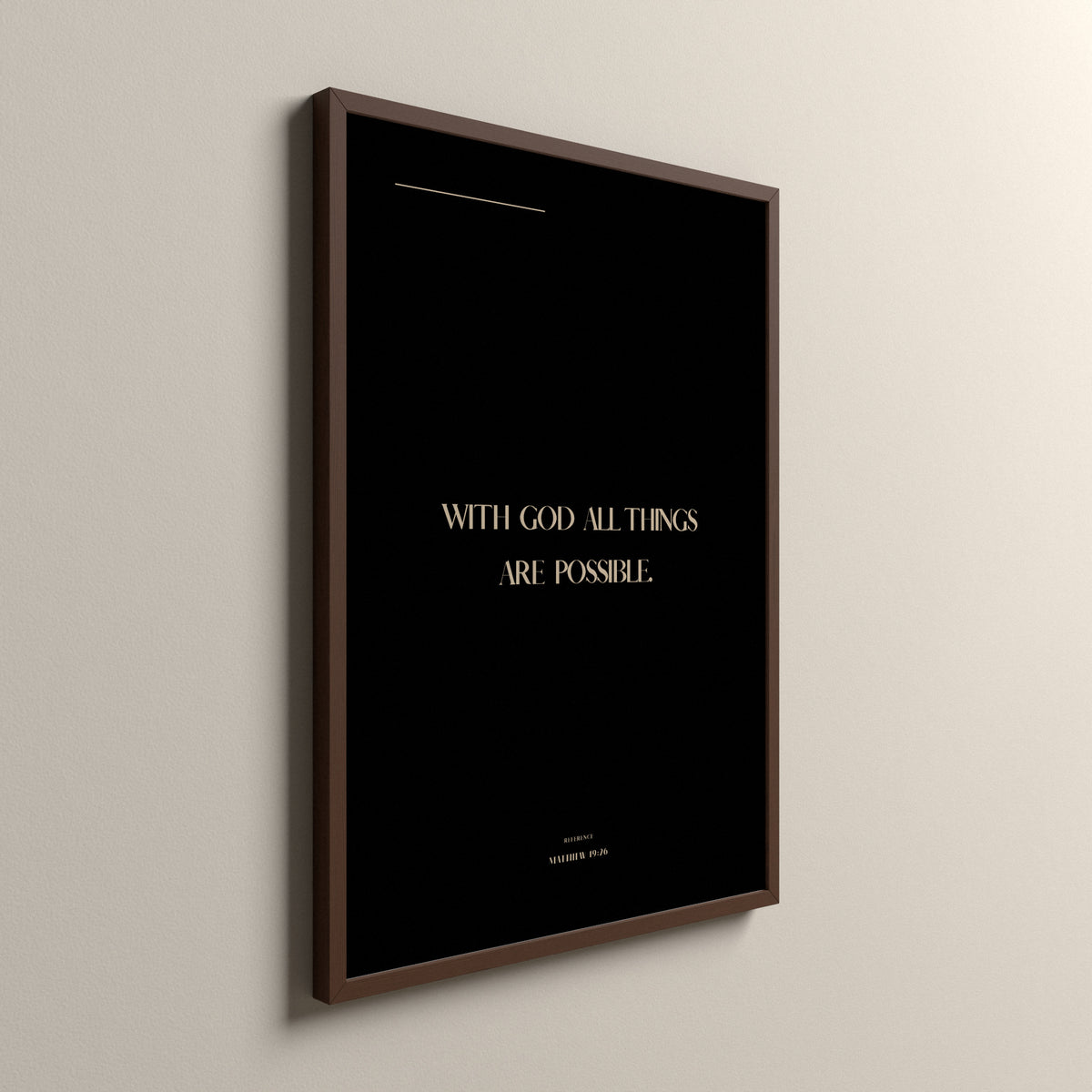 With God, Matthew 19:26, Ashwood Scripture art print in an espresso frame