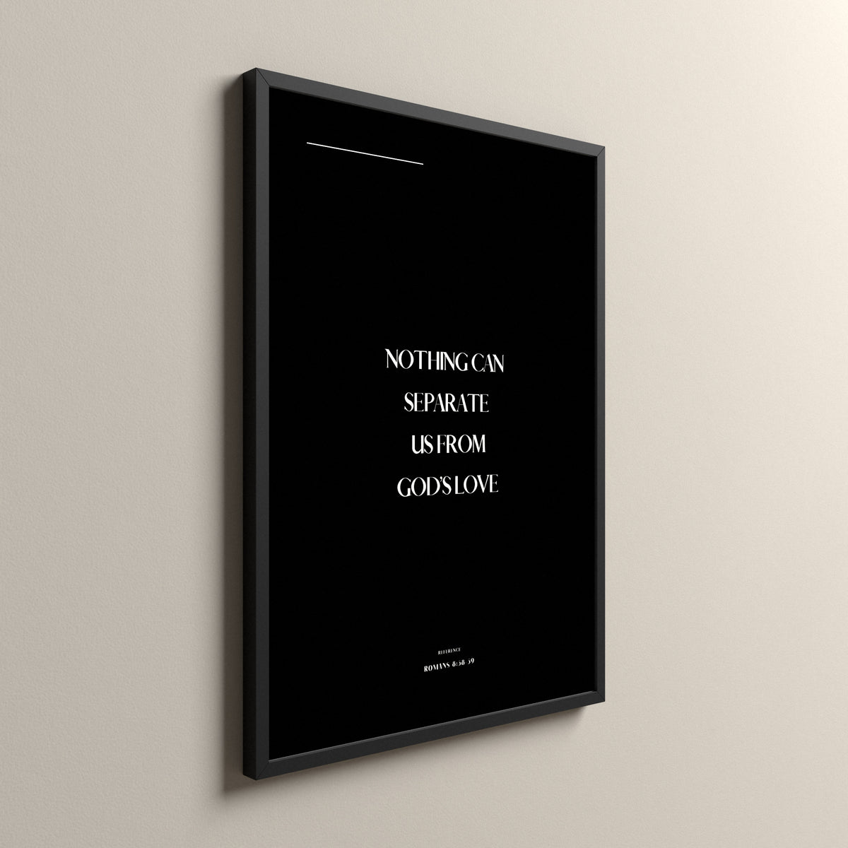 God's Love, Romans 8:38-39, Pure Noir Scripture art print in a black frame