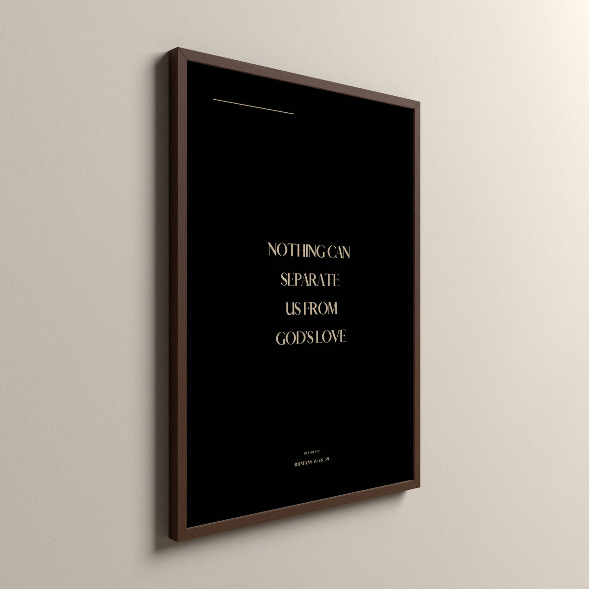 God's Love, Romans 8:38-39, Ashwood Scripture art print in an espresso frame