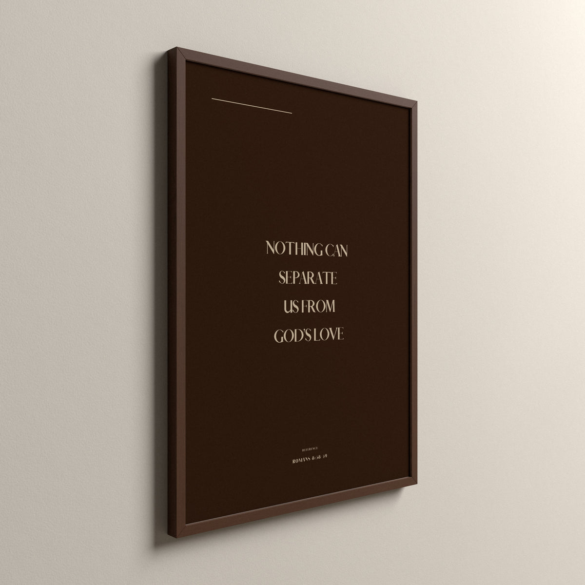 God's Love, Romans 8:38-39, Cocoa Clay Scripture art print in an espresso frame