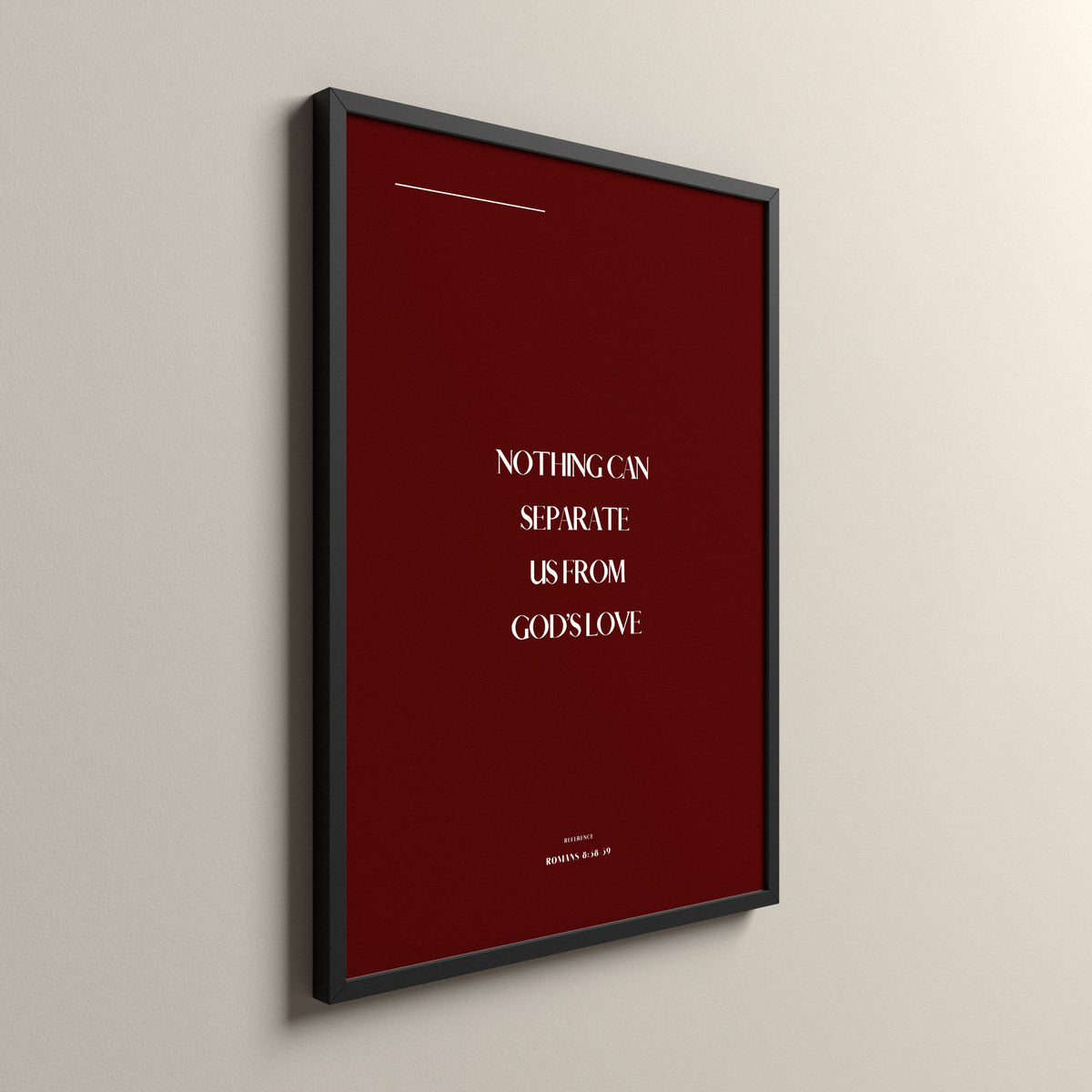 God's Love, Romans 8:38-39, Cherry Scripture art print in a black frame