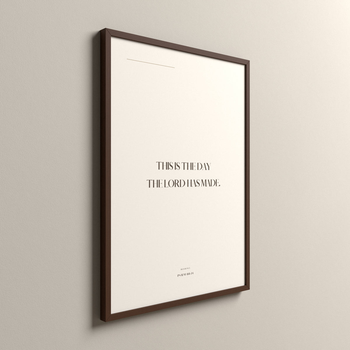 The Day, Psalm 118:24, Sand Stone Scripture art print in an espresso frame