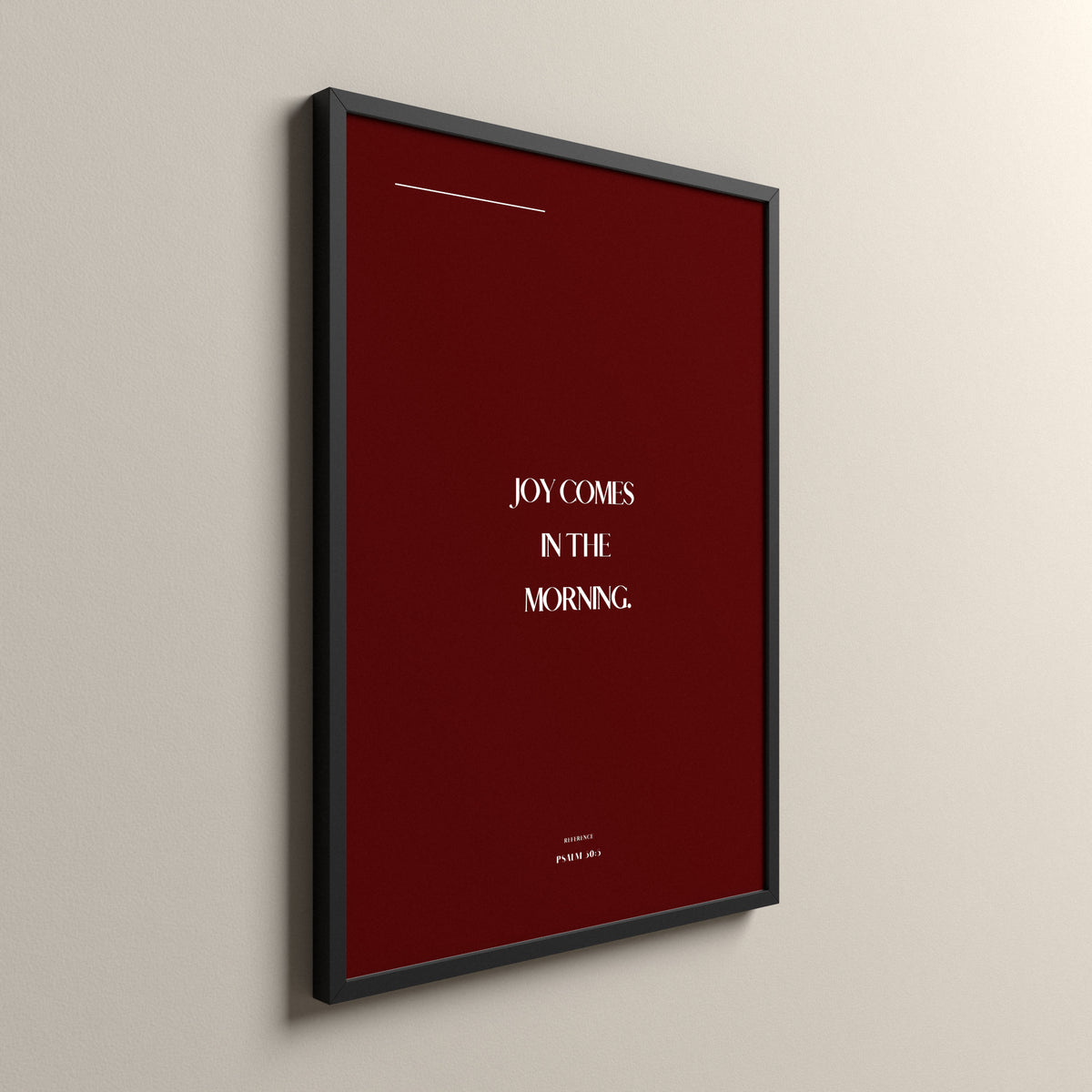 Joy, Psalm 30:5, Cherry Scripture art print in a black frame