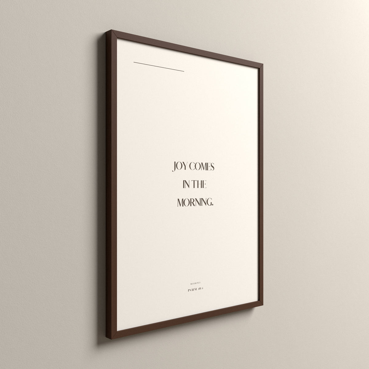 Joy, Psalm 30:5, Sand Stone Scripture art print in an espresso frame