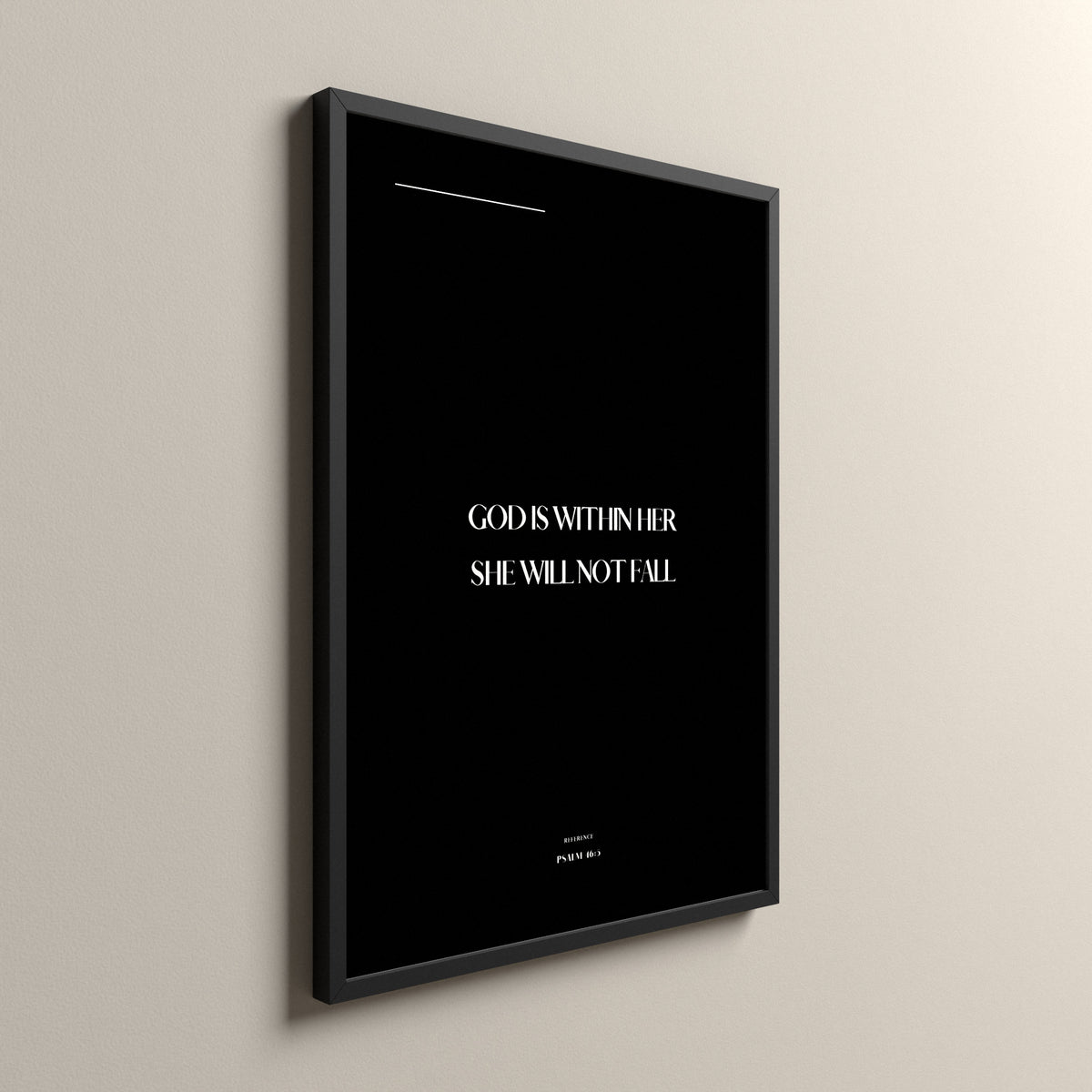 Within Her, Psalm 46:5, Pure Noir Scripture art print in a black frame