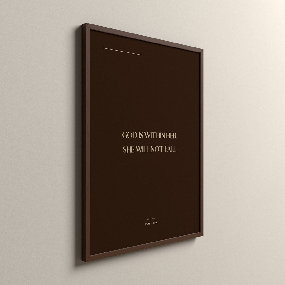 Within Her, Psalm 46:5, Cocoa Clay Scripture art print in an espresso frame