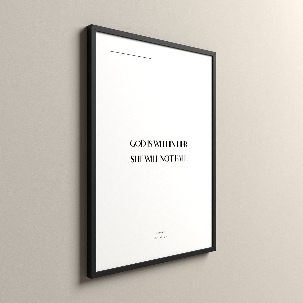 Within Her, Psalm 46:5, Pure White Scripture art print in a black frame