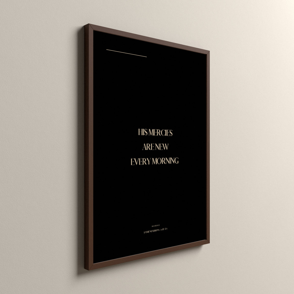 Good Morning, Lamentations 3:22-23, Ashwood Scripture art print in an espresso frame