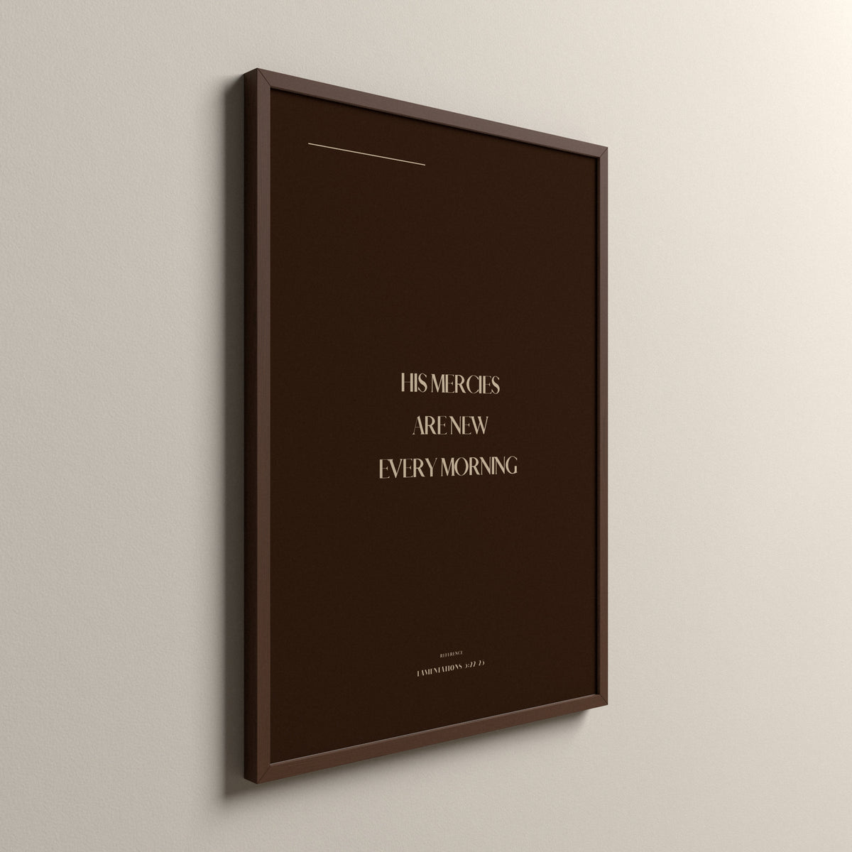 Good Morning, Lamentations 3:22-23, Cocoa Clay Scripture art print in an espresso frame