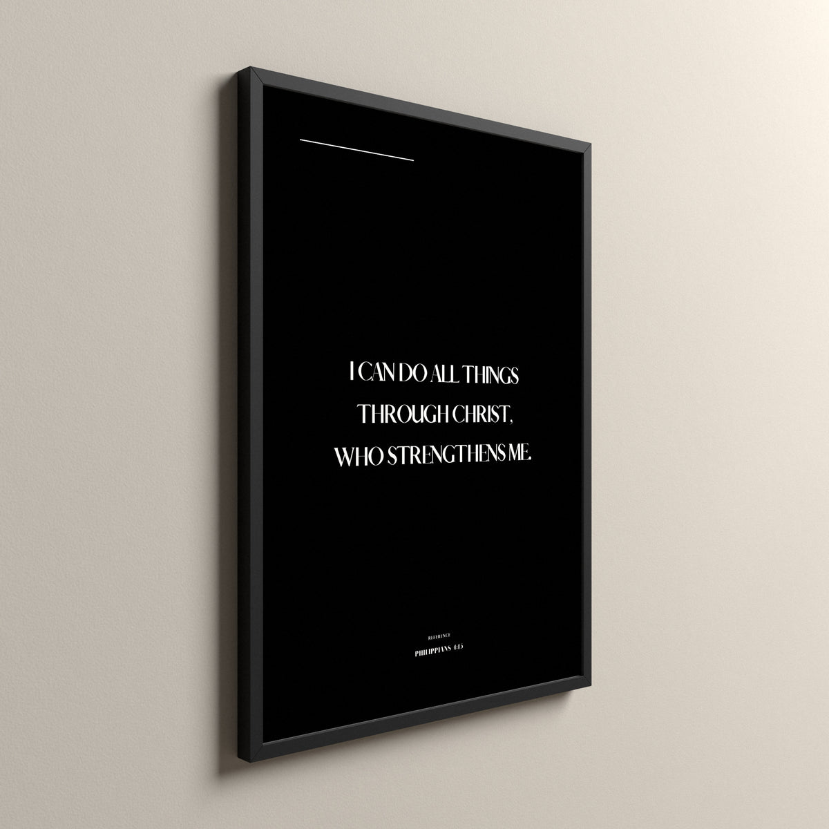 All Things, Philippians 4:13, Pure Noir Scripture art print in a black frame