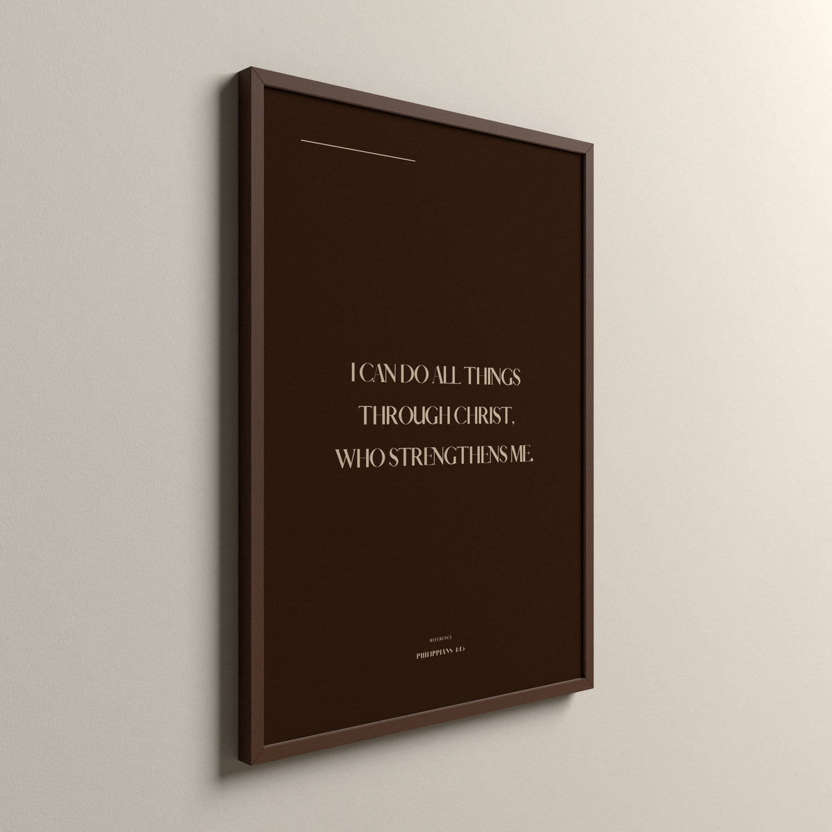 All Things, Philippians 4:13, Cocoa Clay Scripture art print in an espresso frame