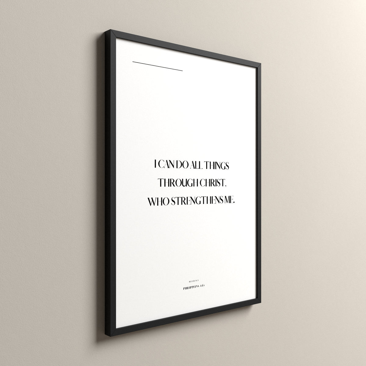 All Things, Philippians 4:13, Pure White Scripture art print in a black frame