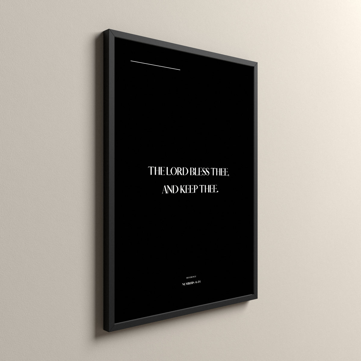 The Blessing, Numbers 6:24, Pure Noir Scripture art print in a black frame
