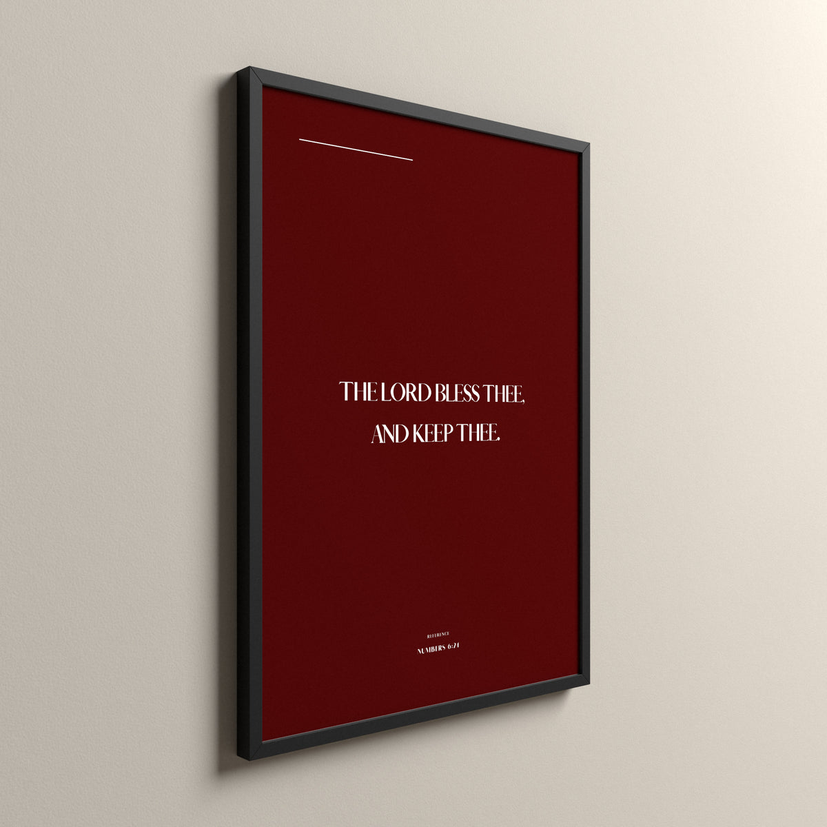 The Blessing, Numbers 6:24, Cherry Scripture art print in a black frame