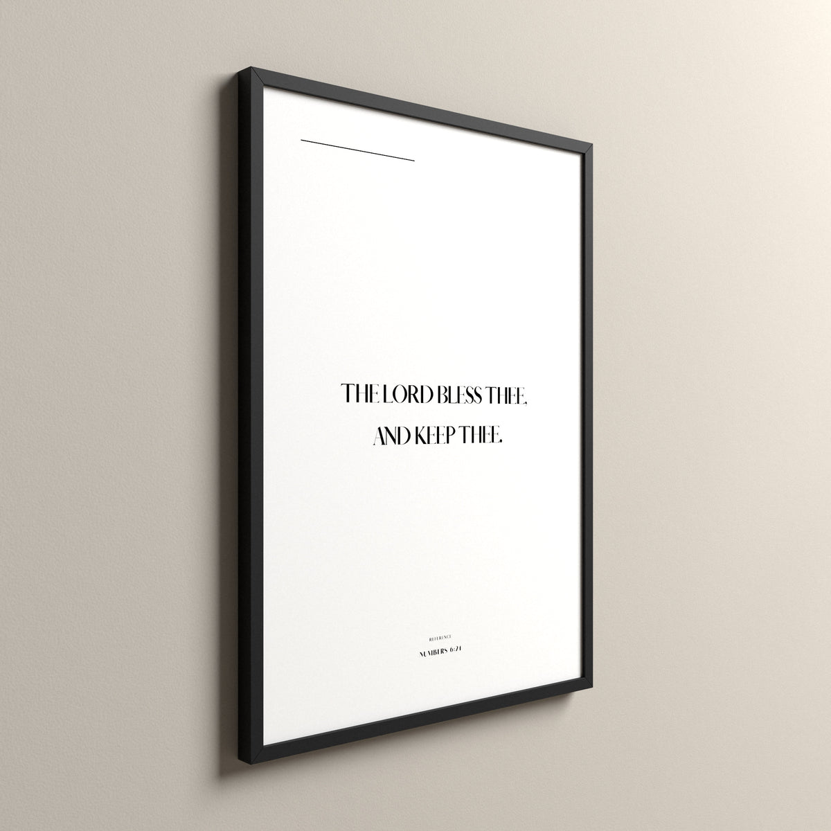 The Blessing, Numbers 6:24, Pure White Scripture art print in a black frame