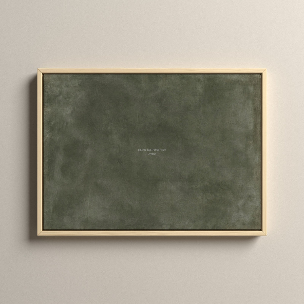 Army Green Scripture canvas with your own verse in a natural floating frame