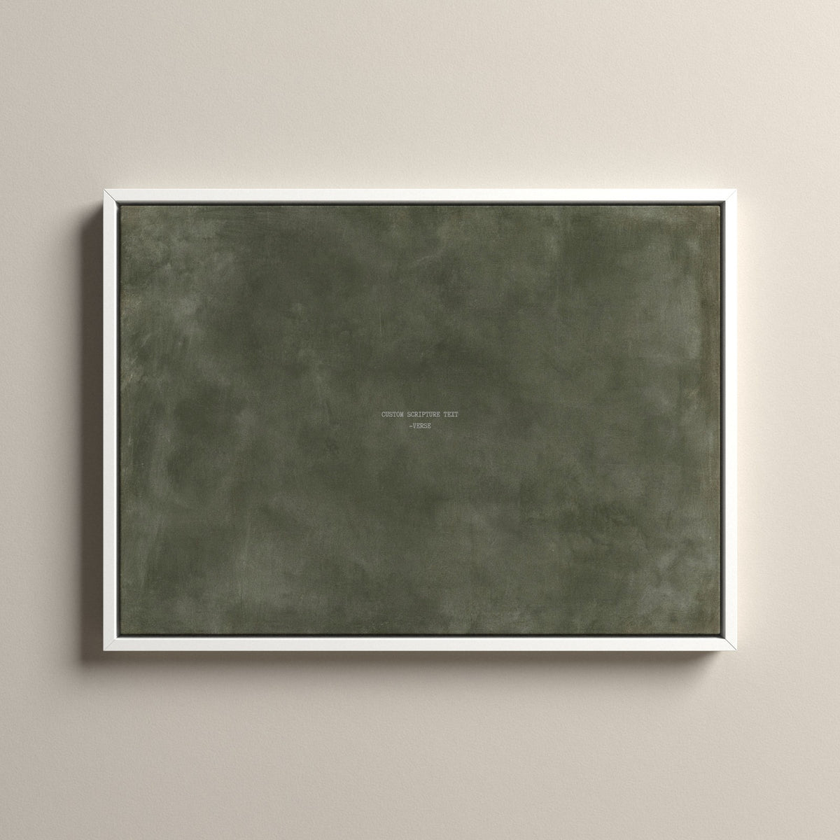 Army Green Scripture canvas with your own verse in a white floating frame