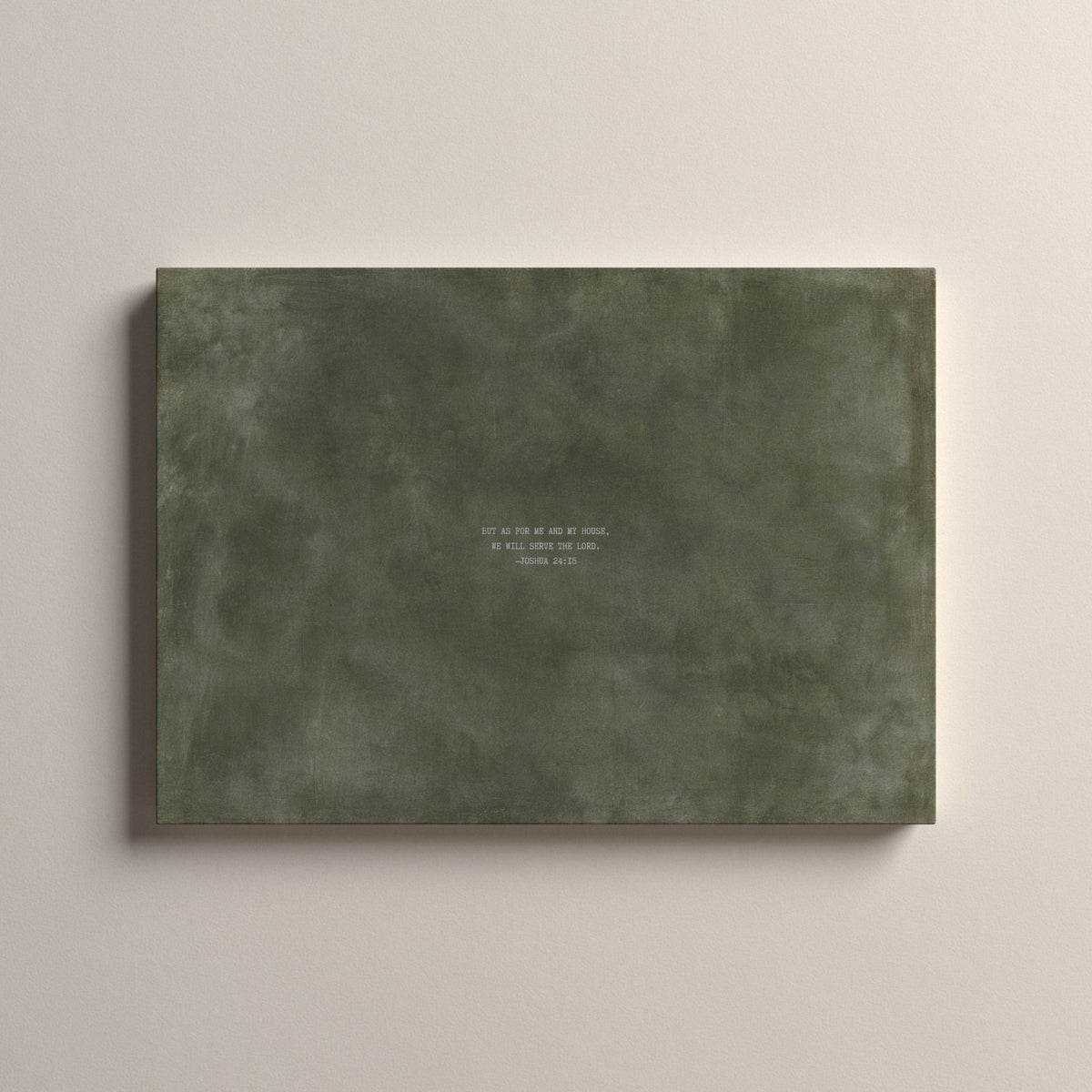 Army Green Scripture canvas with Joshua 24:15, unframed