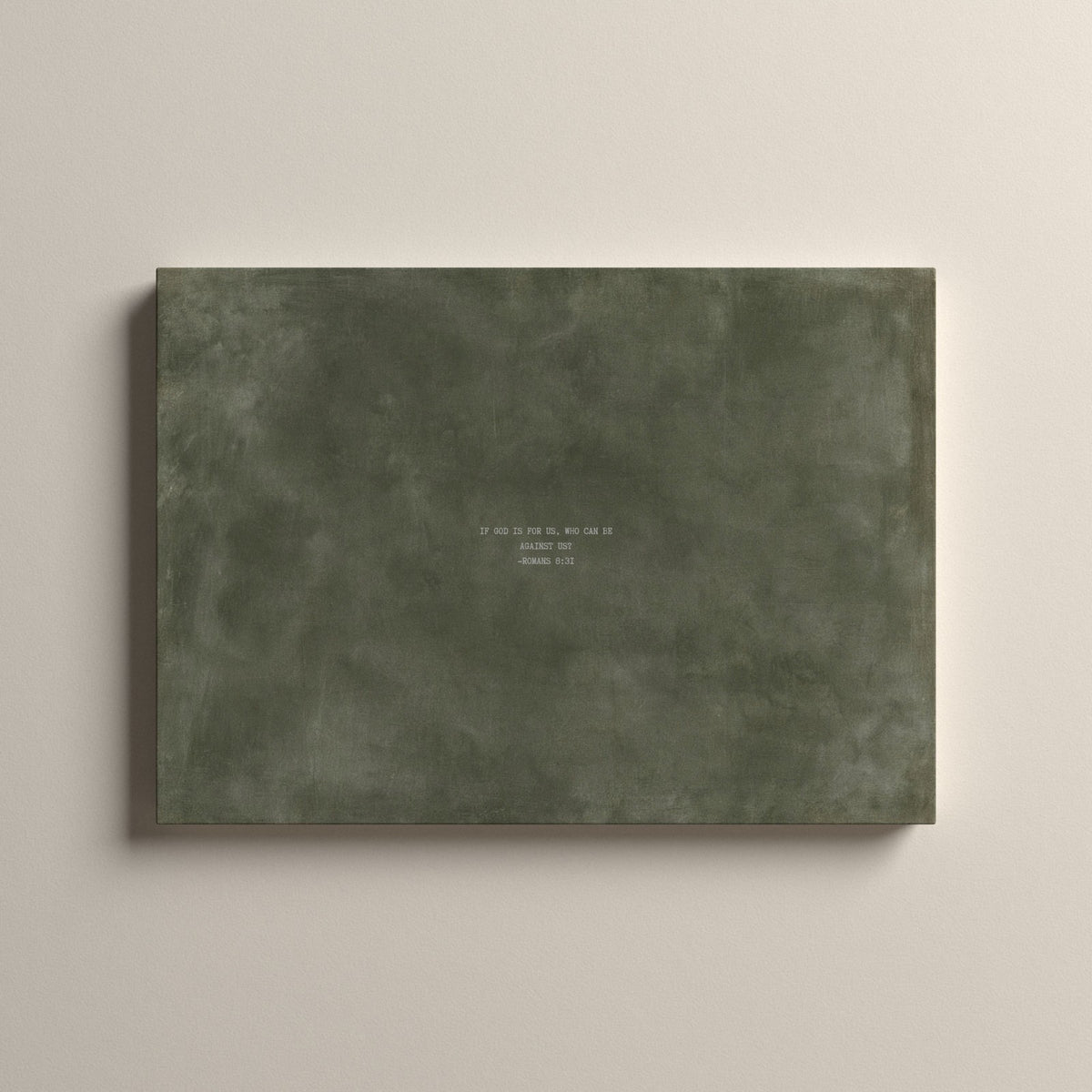 Army Green Scripture canvas with Romans 8:31, unframed