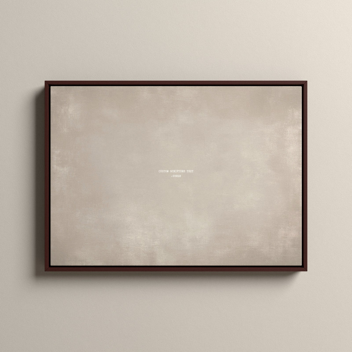 Cashmere Scripture canvas with your own verse in a walnut floating frame
