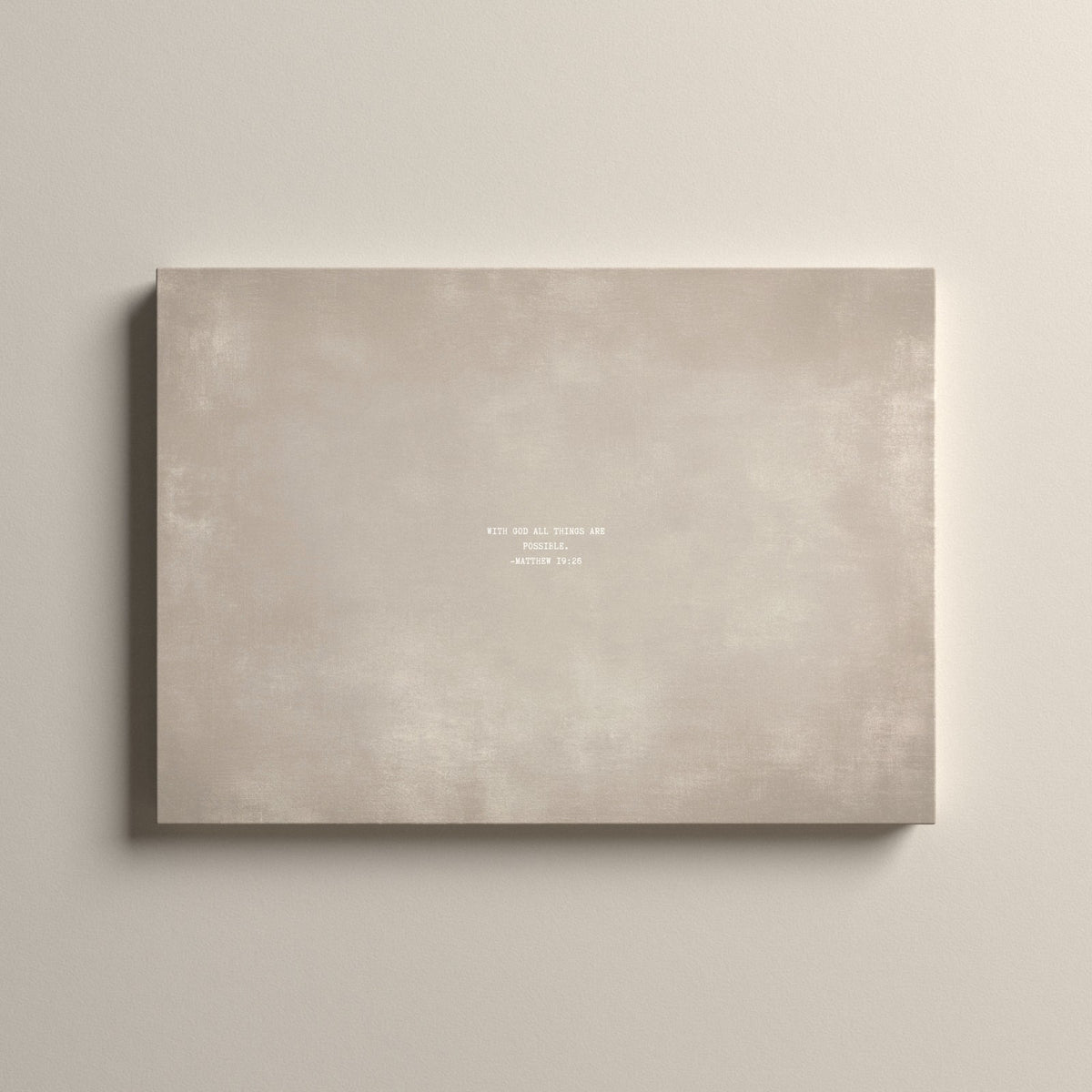 Cashmere Scripture canvas with Matthew 19:26, unframed