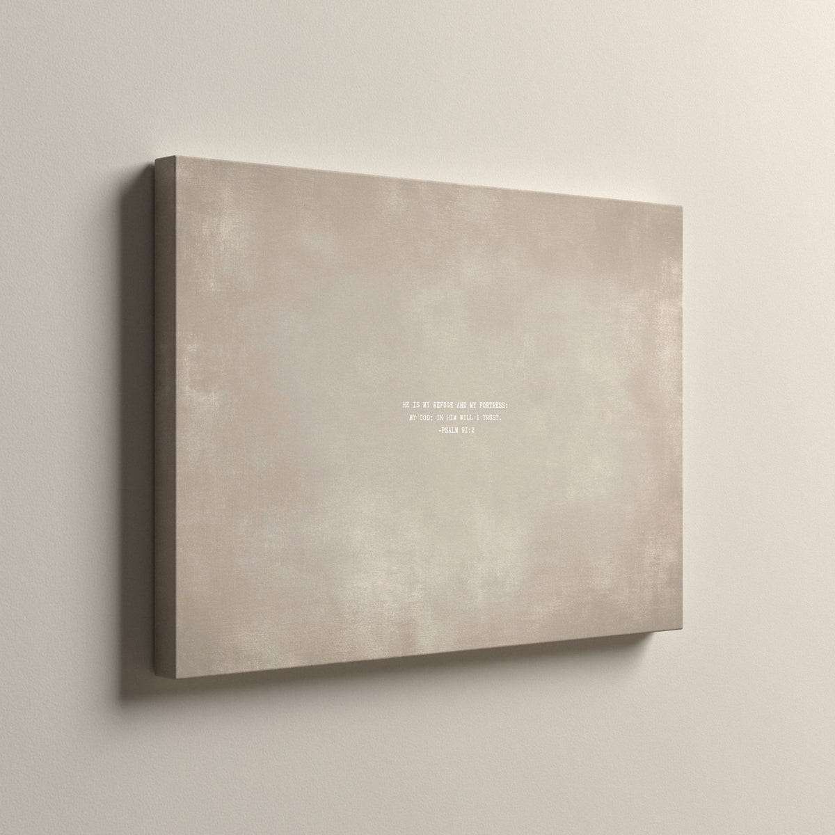 Cashmere Scripture canvas, unframed, side view