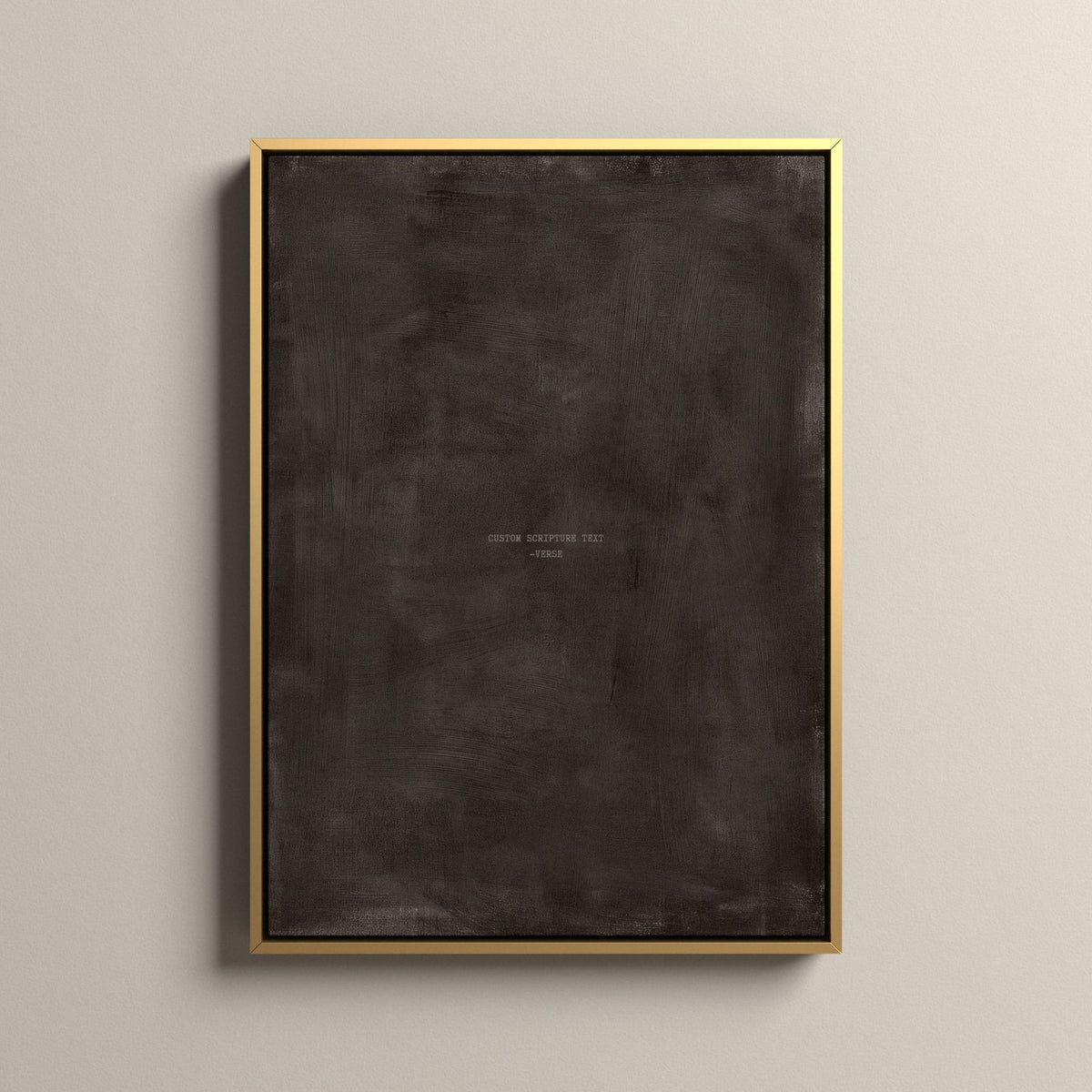Charcoal Scripture canvas with your own verse in a gold floating frame