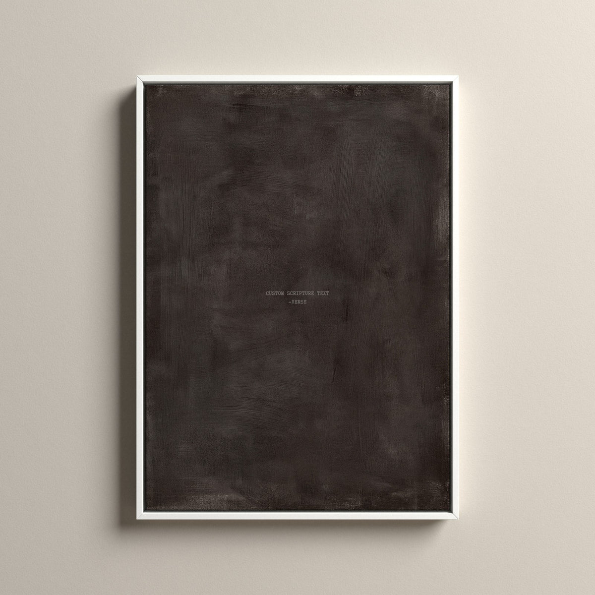 Charcoal Scripture canvas with your own verse in a white floating frame