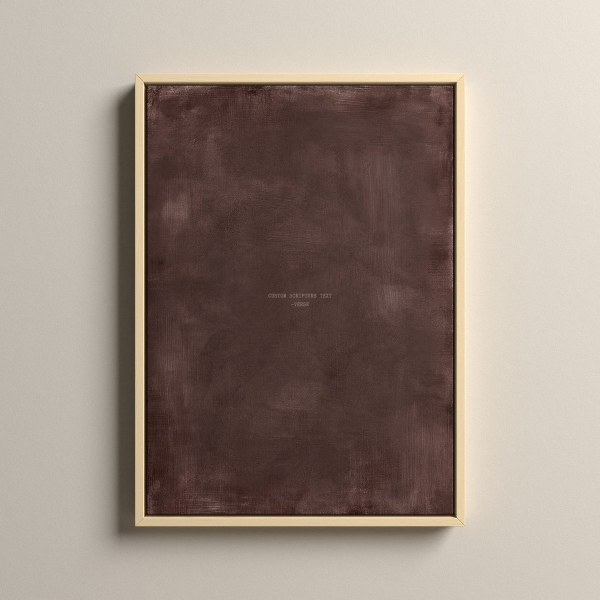 Deep Rose Scripture canvas with your own verse in a natural floating frame