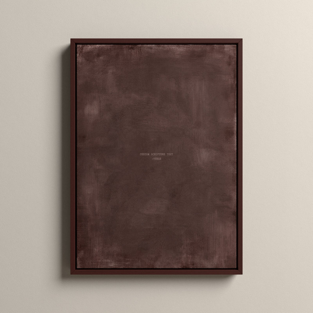 Deep Rose Scripture canvas with your own verse in a walnut floating frame