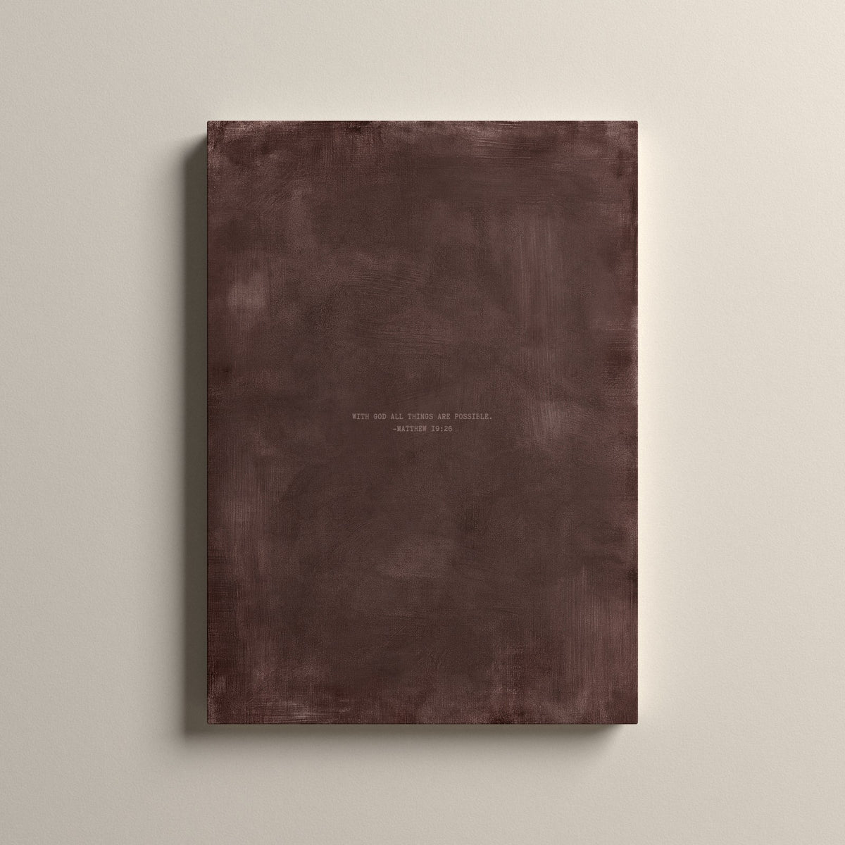 Deep Rose Scripture canvas with Matthew 19:26, unframed