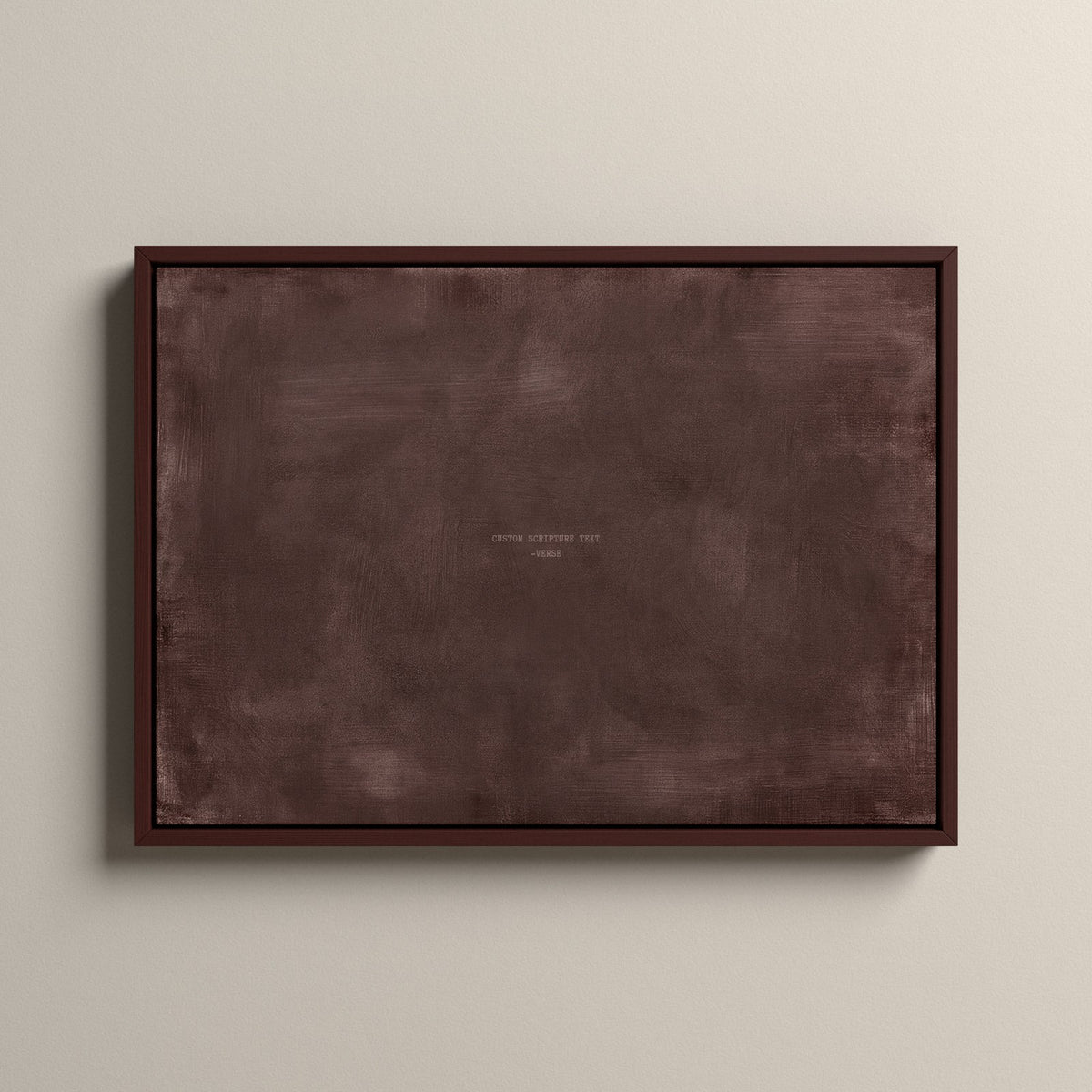 Deep Rose Scripture canvas with your own verse in a walnut floating frame