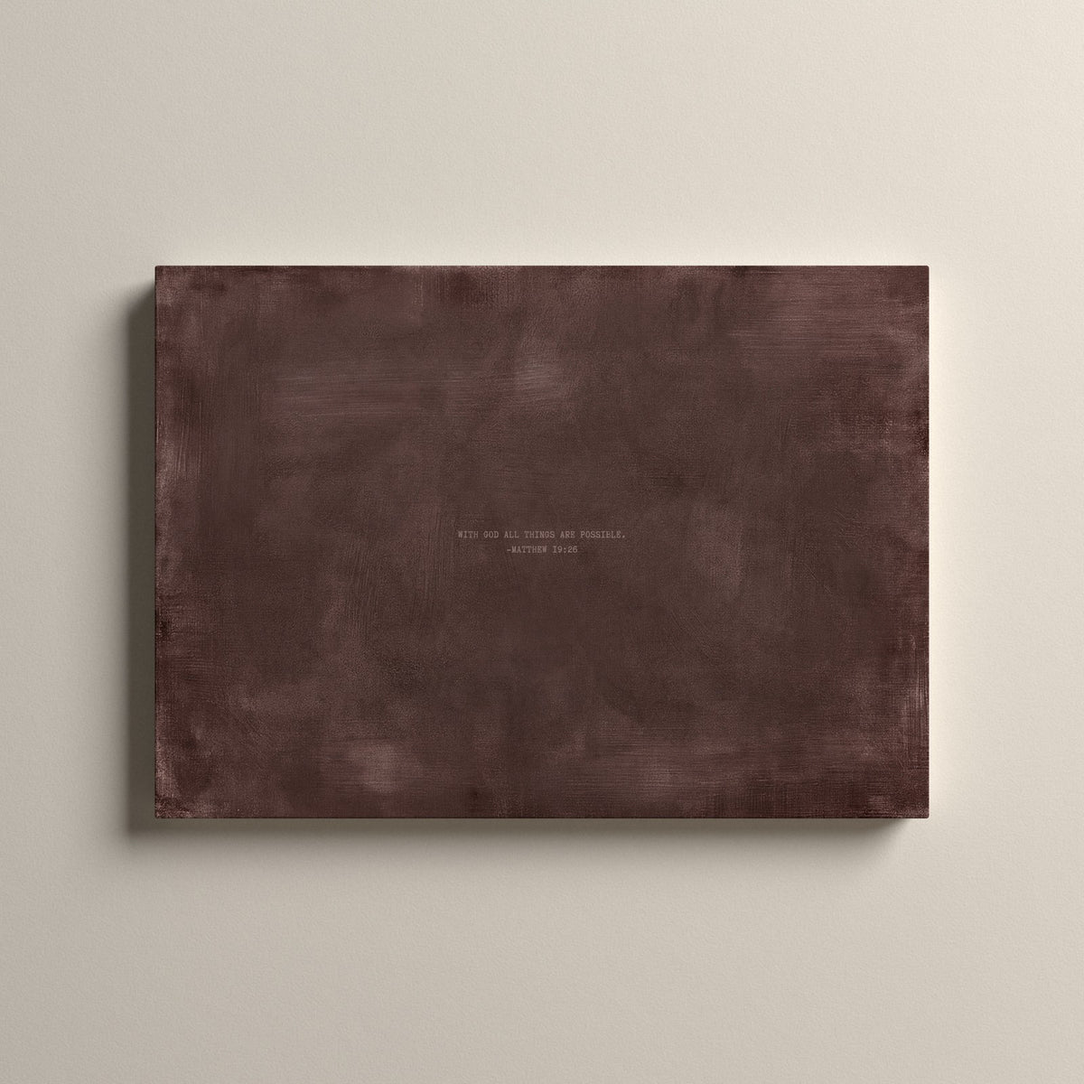 Deep Rose Scripture canvas with Matthew 19:26, unframed