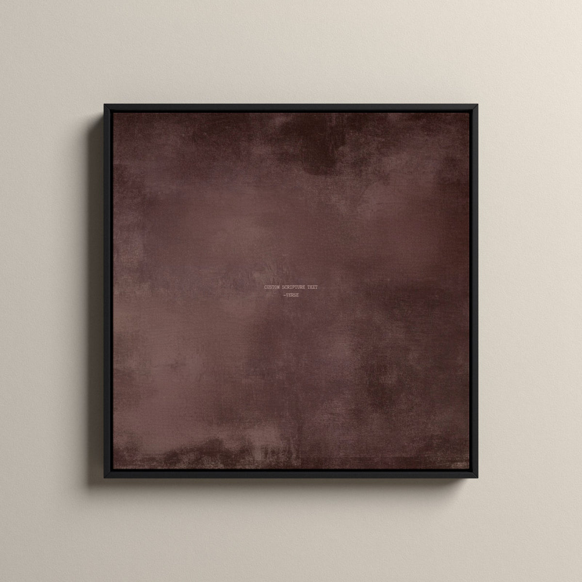 Dusty Mauve Scripture canvas with your own verse, in a black floating frame