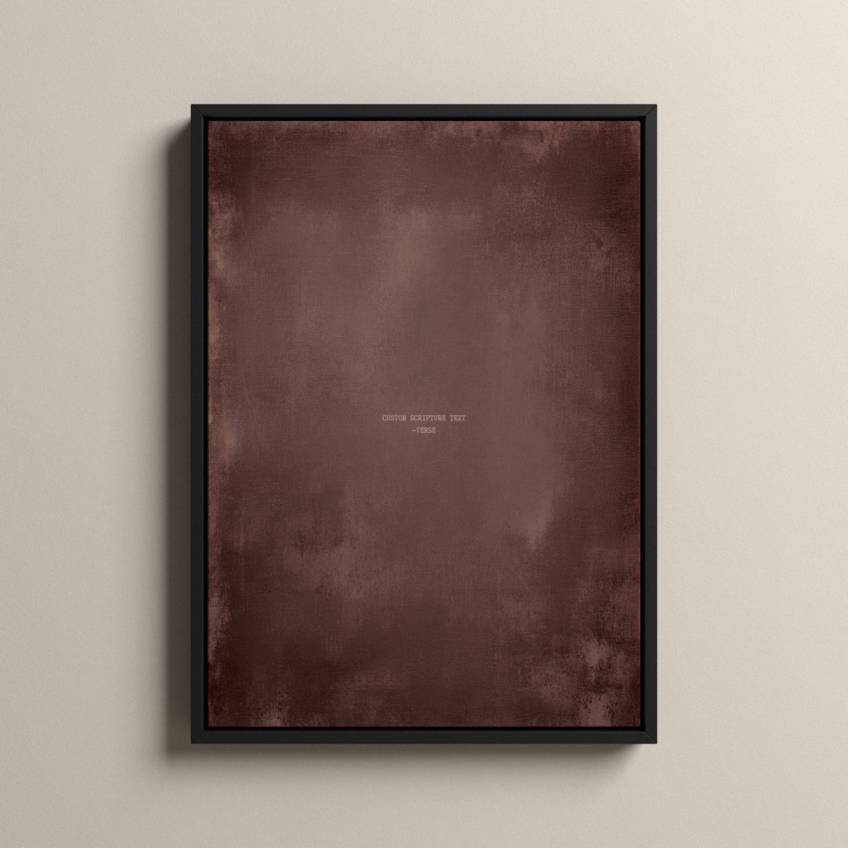 Dusty Mauve Scripture canvas with your own verse in a black floating frame